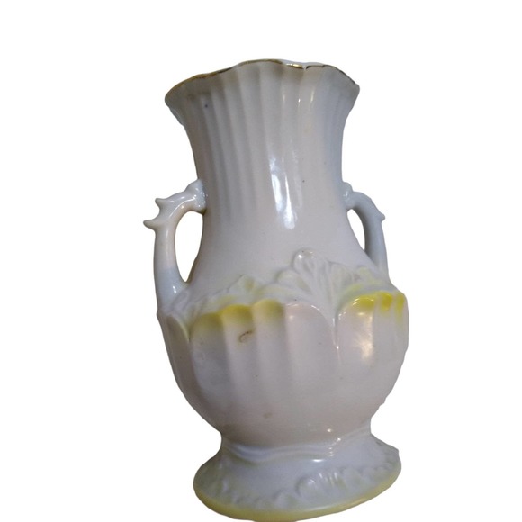 Vintage Japan floral two side handle flower vase gold trim - Picture 12 of 12